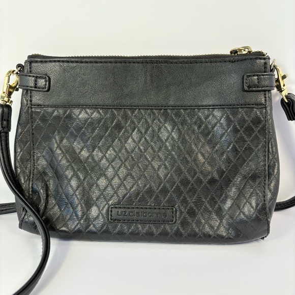 Quilted Geometric Black Crossbody Liz Claiborne Purse - Picture 1 of 7